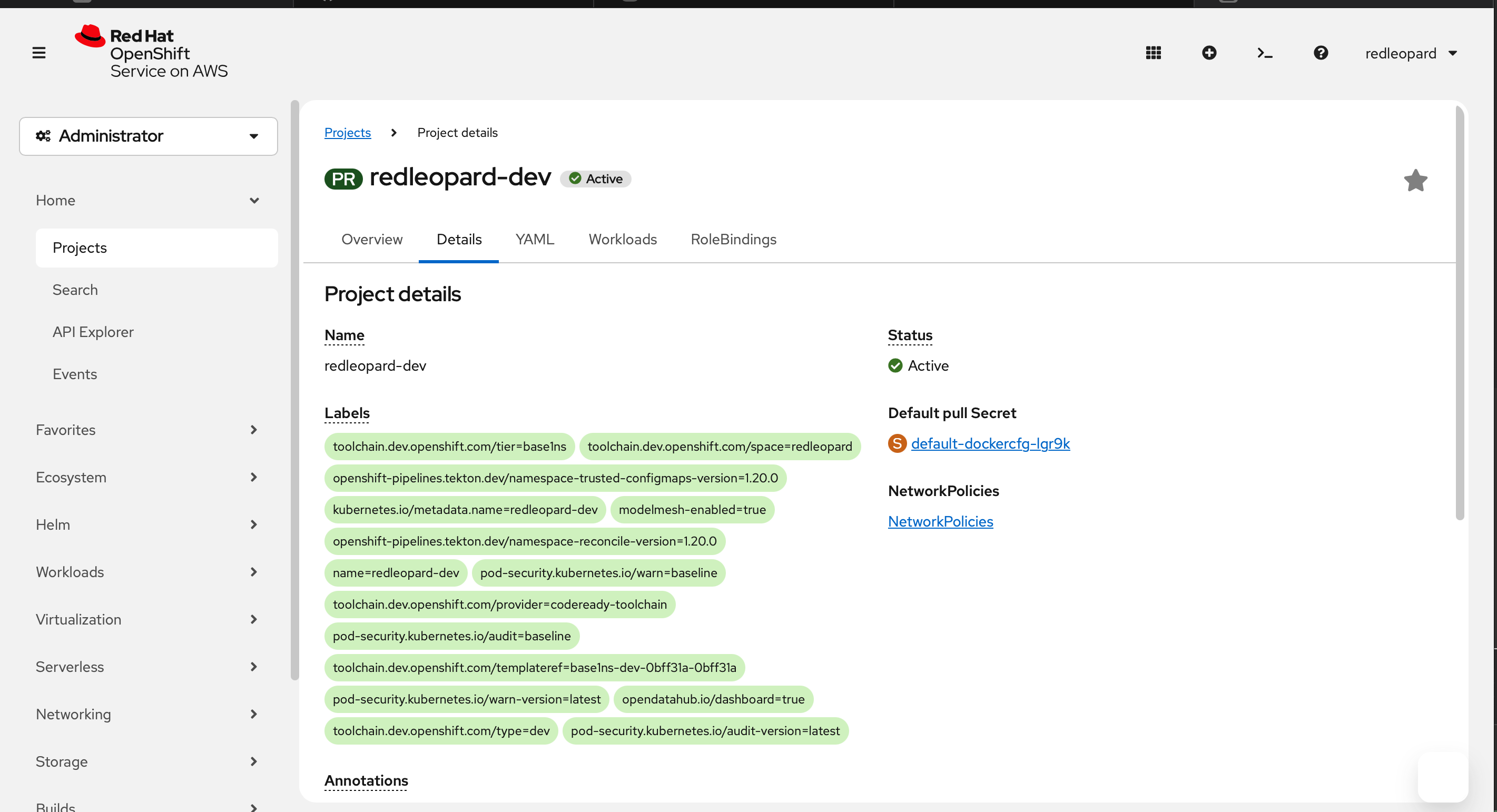 Cluster configuration view